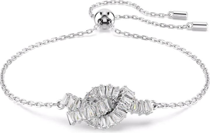 Produktbild Swarovski Matrix Armband Baguette Schliff Knoten Weiss Rhodiniert (24 cm, Swarovski Metall)