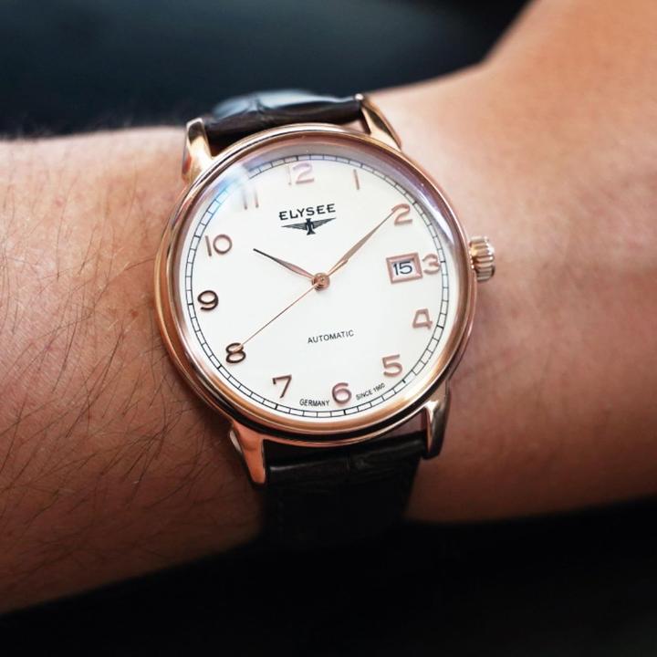 Actual product image Elysee Vintage Master Automatic Date Display Rose Gold Strap
