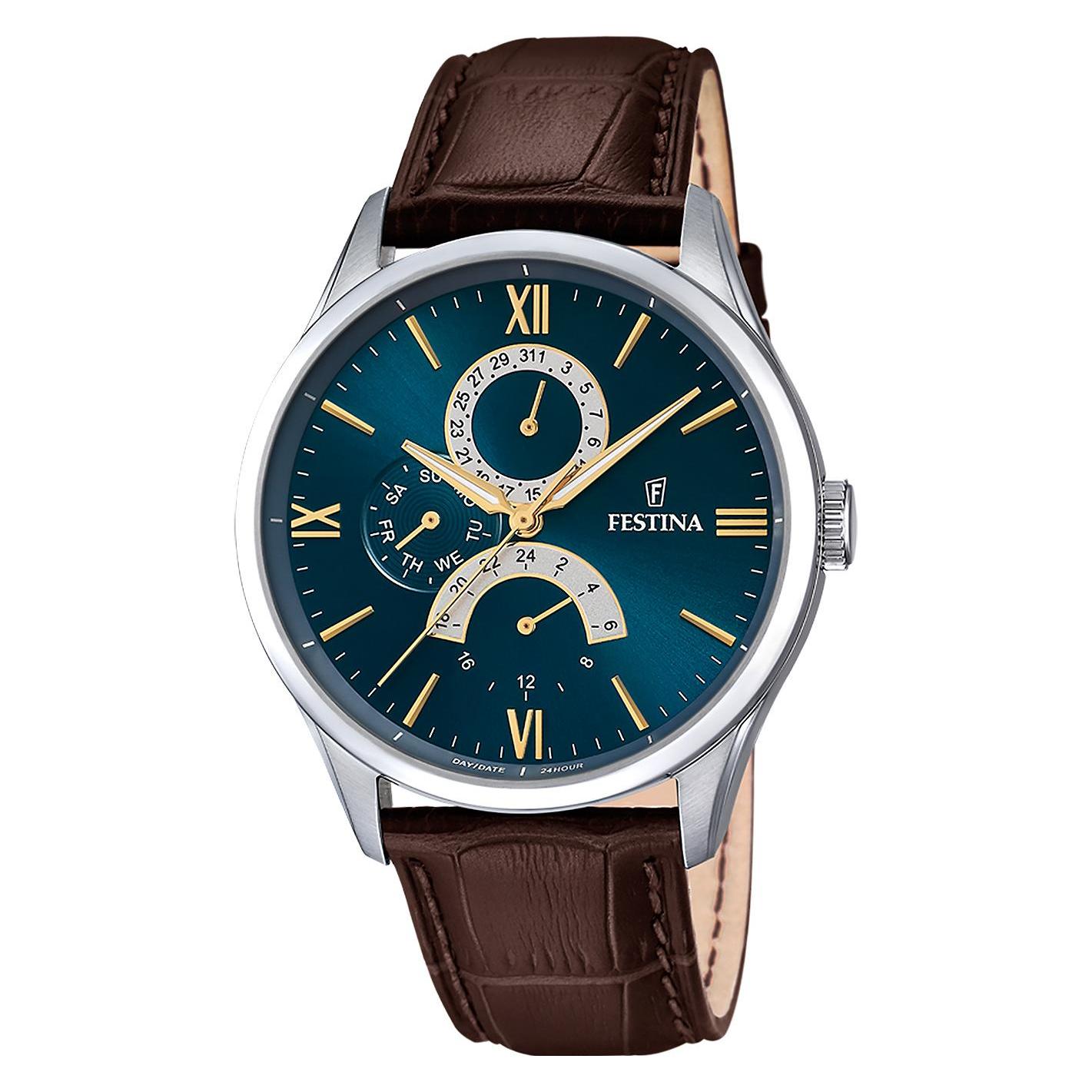 Festina, Armbanduhr, Retro, Braun, (Analoguhr, 43 mm)