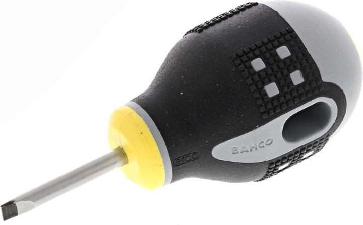 Produktbild Bahco ERGO Schraubendreher für Schlitzschrauben, gerade, mit kurzem Gummigriff, 0,8 mm x 4 mm x 25 mm (Schlitzschrauben)