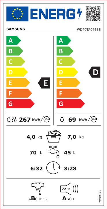 Energie-Label Samsung WD70TA046BE/EO