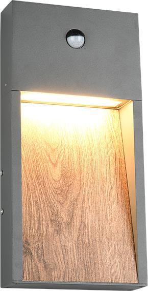 Actual product image Trio Lights LED outdoor wall light Salmon 246969135, die-cast aluminium anthracite/wood reproduction (1200 lm, IP44)