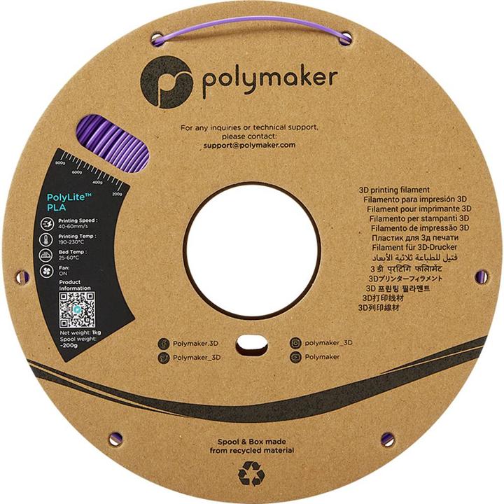 Actual product image Polymaker PolyLite PLA V2 - Purple - 1.75mm (PLA, 1.75 mm, 1000 g, Violet)