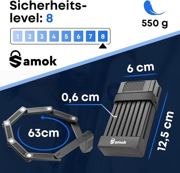 Actual product image Samok Tour De Force folding lock (63 cm)