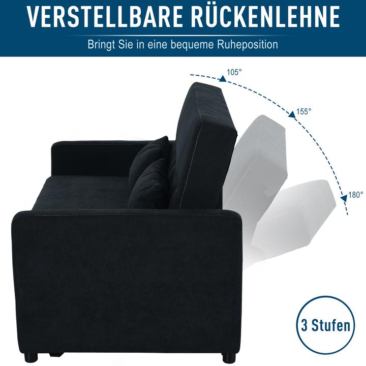 Produktbild Homcom Schlafsofa Eukalyptusholz, Samt Schwarz (2-Sitzer)