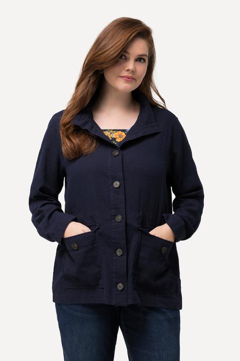 Produktbild Ulla Popken Jacke, Leinenmix, Tunnelzug, Stehkragen, Langarm (46, 48)