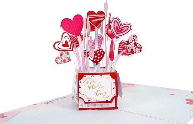 Produktbild MU Classic Pop-Up Valentinstags Glückwunschkarte - Herzen (1 Stk.)