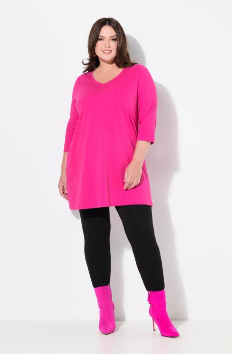 Produktbild Ulla Popken Longshirt, Ziernähte, A-Linie, V-Ausschnitt, 3/4-Arm (56)