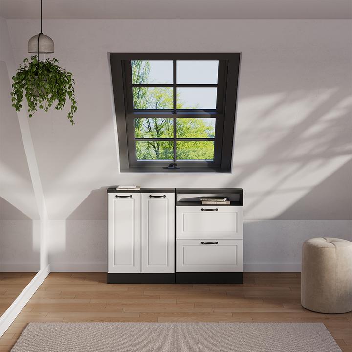 Produktbild Vichy Dachschrägenschrank Rion, Anthrazit/Weiss Landhaus, mit 2 Schubladen (46 x 46 x 81.60 cm)