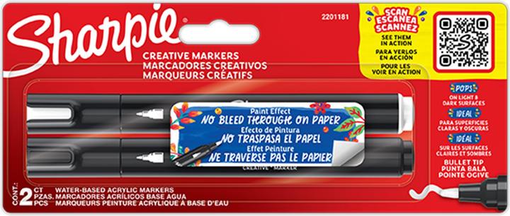 Immagine prodotto Sharpie Marchio creativo con punta a proiettile | Sort & Hvid | 2 pezzi. (2x)