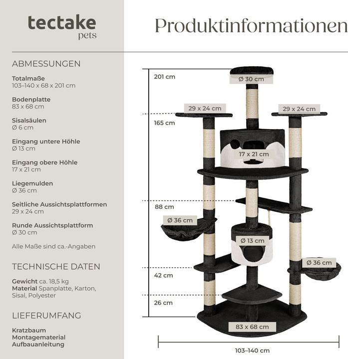Image du produit tectake Fippi (201 cm, Blanc, Noir)