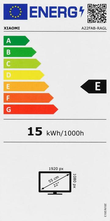 Energy Label Xiaomi A22i (1920 x 1080 pixels, 21.45")