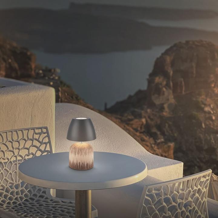 Actual product image Briloner Brilo unplugged CERA Akku LED Tischleuchte mit Touchdimmer- Anthrazit, Holz (200 lm)