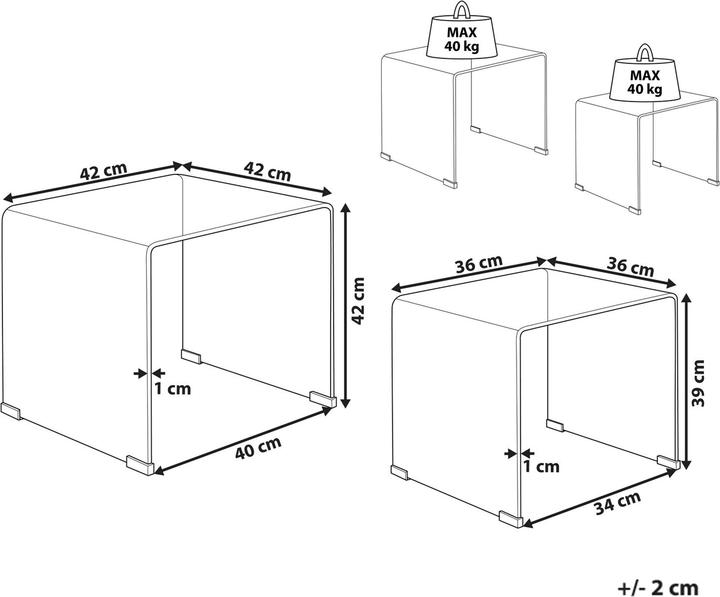 Immagine prodotto Beliani Kendall (42 x 42 x 42 cm, 36 x 36 x 39 cm)