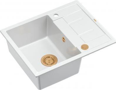 Actual product image Quadron MORGAN 116 Washbasin snow-white washbasin with siphon Push To Open copper-coloured 1 basin with (62 cm, 50 cm)
