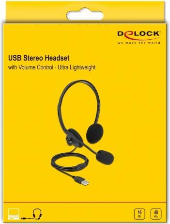 Image du produit Delock Casque stéréo USB avec réglage du volume pour PC et ordinateur portable (Filaire, USB-A)