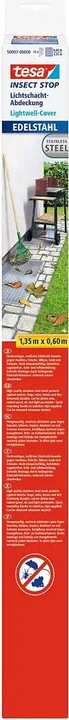 Produktbild tesa Insektenschutz Lichtschachtgitter aus Edelstahl, für Keller Fenstergitter, rostfrei (60 x 135 cm)