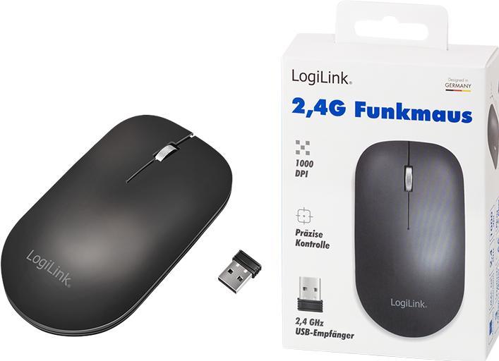 Actual product image LogiLink Kabellose Maus, 2,4 GHz, USB-A-Dongle, schwarz (Wireless)