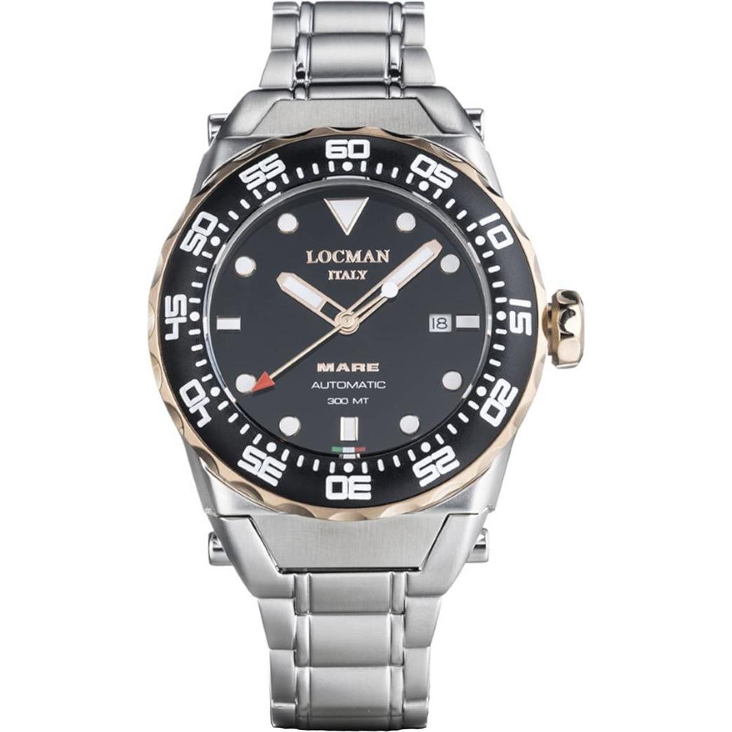 Locman, Armbanduhr, Italy Herrenuhr Mare 300MT Automatik bicolor Ref.0559, Silber, (Analoguhr, 44 mm)