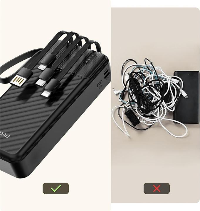 Actual product image Dudao K11 Pro 20000mAh Powerbank mit integrierten Kabeln - Schwarz (20000 mAh, 10 W)