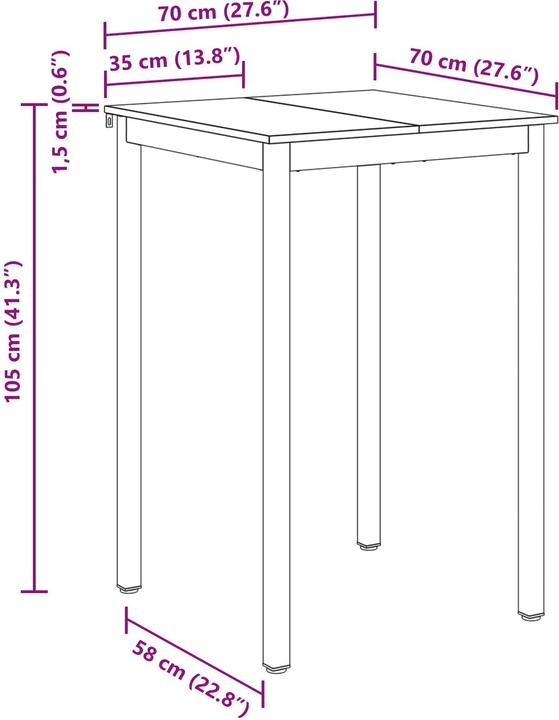 Image du produit vidaXL Esstisch (70 x 70 x 105 cm)