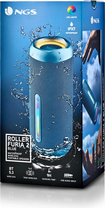 Produktbild NGS Enceinte Nomade Bluetooth Roller Furia 2 (Bleu) (9 h, Akkubetrieb)