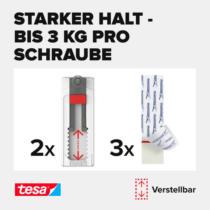 Produktbild tesa Klebeschraube für Fliesen & Metall, höhenverstellbar, 3kg Halteleistung