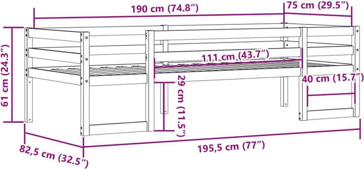 Produktbild vidaXL Kinderbett (75 x 190 cm)