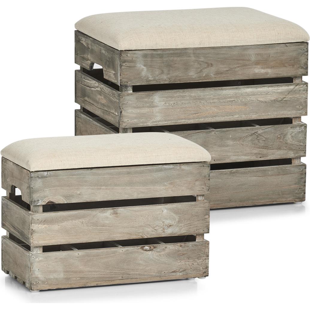 Zeller Present, Hocker + Pouf, Sitz-Truhe m. Flascheneinteilung