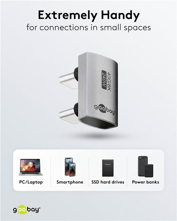 Actual product image Goobay USB-C adapter 180° U-shape (USB-C, USB-C)