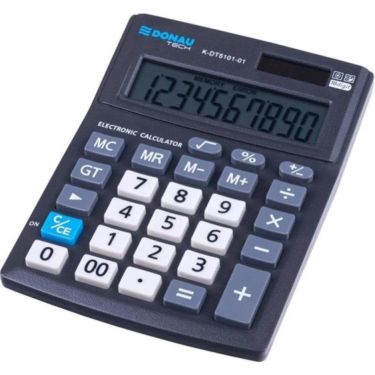 Donau, Taschenrechner, Bürorechner tech, 10-stellig, anzeige, masse 137x101x30mm, schwarz (Batterien, Solarzellen)