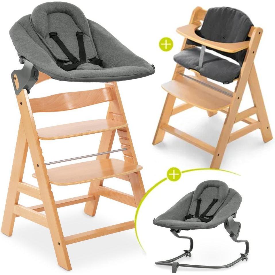 Thumbnail - Hauck, Hochstuhl, Hochstühle Alpha Plus Natur 4-tlg. Newborn Set - Hochstuhl + 2in1 (Hochstuhl)