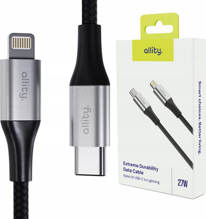 Image du produit Allity cable AUC-01 USB-C - Lightning 1.0 m 27W black (USB 3.0, 27 W)