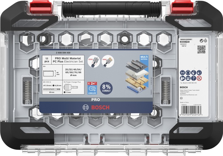 Productafbeelding Bosch Professional Zubehör PRO Multi Materiaal PC Plus gatenzaagset, 11 stuks. (25, 32, 54, 60, 68, 76, 86 mm, 40 millimeter)