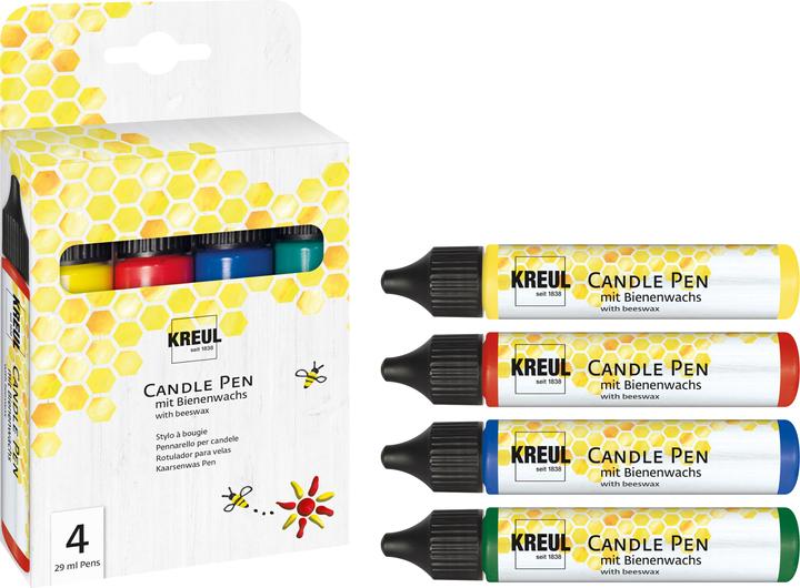 Image du produit Kreul Set de 4 stylos bougie, peinture à la cire (Bleu, Jaune, Green, Red, 116 ml)