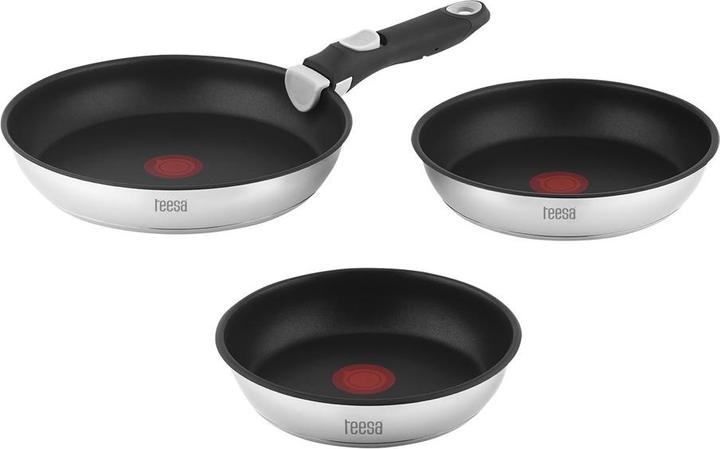 Immagine prodotto Teesa Set di padelle con manico rimovibile 22cm 24cm 28 cm Padelle a mano singola (Padella per friggere)