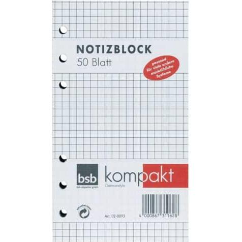 BSB, Agenda, Ersatznotizblock A5 50BL kariert (A5)