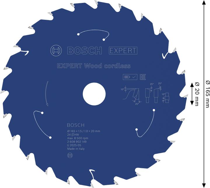 Produktbild Bosch Professional Zubehör EXPERT Wood Kreissägeblatt, 165x20 mm, T24