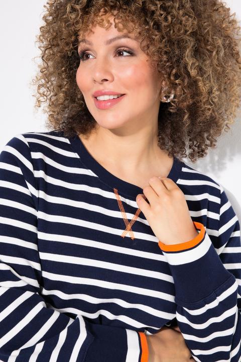 Actual product image Ulla Popken Striped Drawstring Hem Sweatshirt (50, 52)