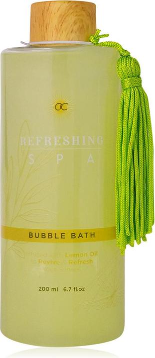 Actual product image Accentra Foam bath REFRESHING SPA in bottle with decorative tassel, 200ml, enriched with lemon oil (200 ml, Bubble bath)