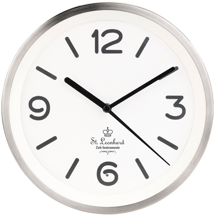 Actual product image St. Leonhard Stainless Steel Wireless Wall Clock with Dial Illumination & Light Sensor, White (25.50 cm)