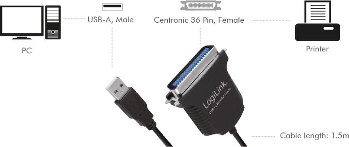 Actual product image LogiLink AU0003C (1.80 m, Parallel (printer))