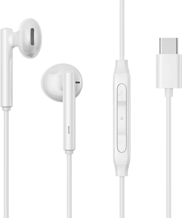 Actual product image Joyroom JR-EC05 TYPE-C Series Half In-Ear Wired Earphones-White (Cable)