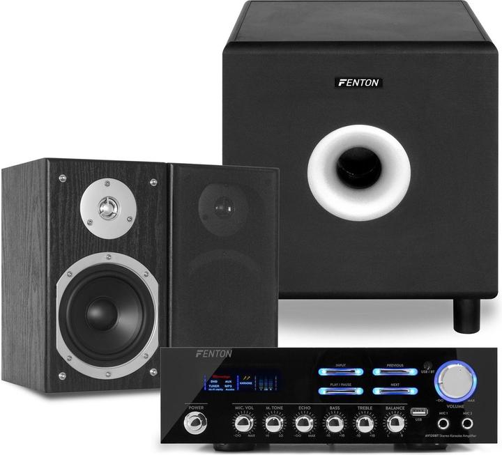 Fenton speakerset - hifi stereo set met versterker met Bluetooth en 8 subwoofer (Set, 200 W)
