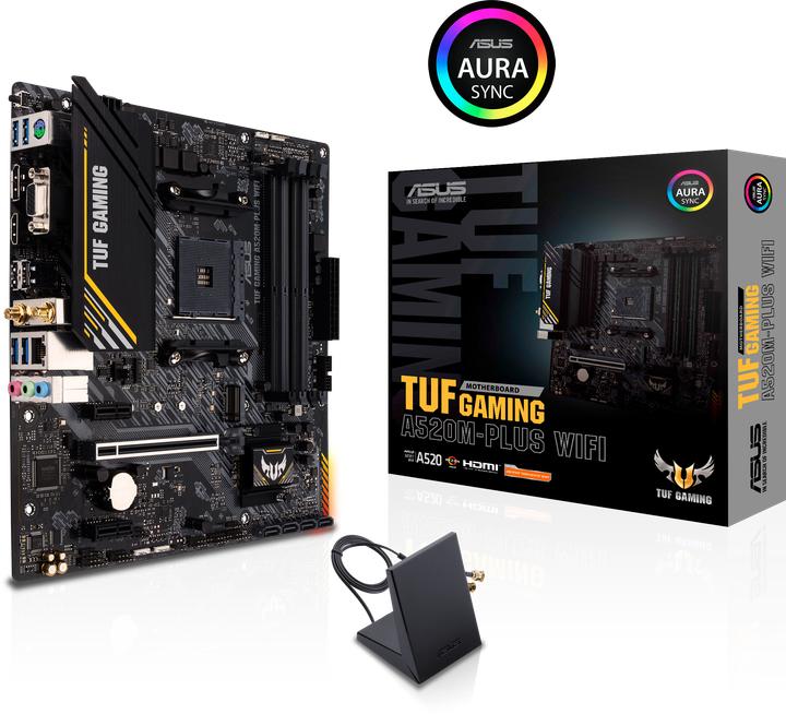 Produktbild ASUS TUF GAMING A520M-PLUS WIFI (AM4, AMD A520, mATX)