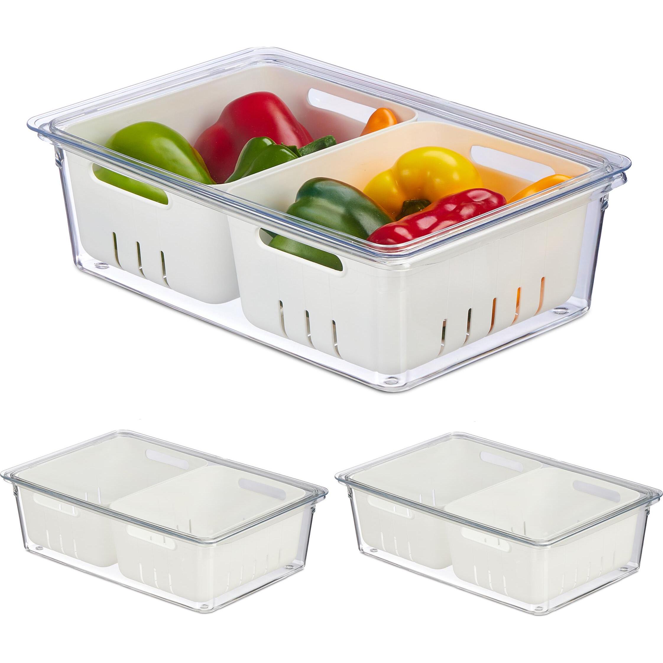 Relaxdays 3x Kühlschrank-Organizer, Küchen Organizer, Transparent