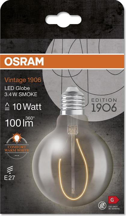 Actual product image Osram Vintage 1906 LED 10 3.4 W/1800 K E27 (E27, 3.40 W, 100 lm, 1 x, G)