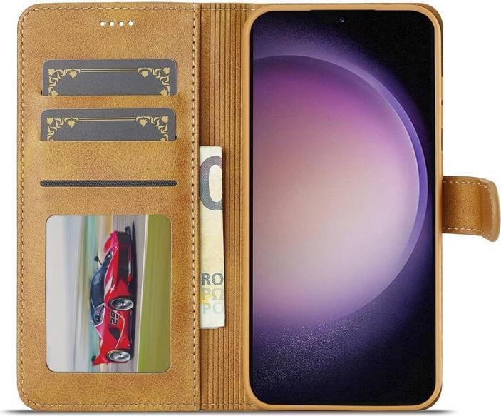 Produktbild LC.Imeeke Samsung Galaxy A37 - Wallet Etui mit 3 Kartenfächern & Magnetverschluss, hellbraun/orange (Samsung Galaxy A37)
