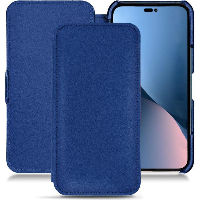 Noreve Lederschutzhülle horizontal (Apple iPhone 14 Plus), Smartphone Hülle, Blau