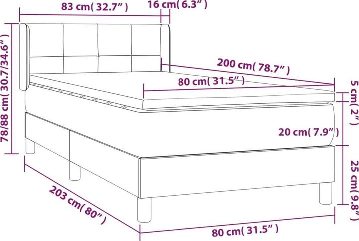 Produktbild vidaXL Boxspringbett (80 x 200 cm)